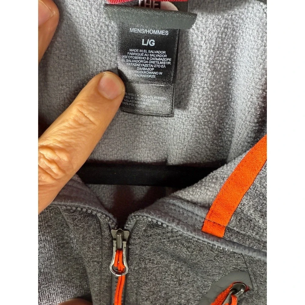 The North Face Mens Gray Orange Quarter Zip Fleece Pullover Jacket Size Large